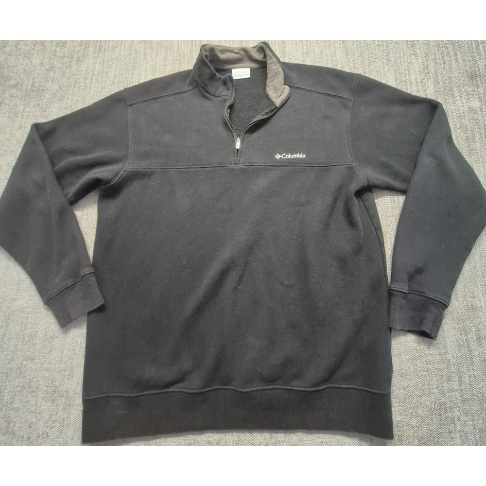 Columbia men's black 1/4 zip pullover sweatshirt LG outdoors collar